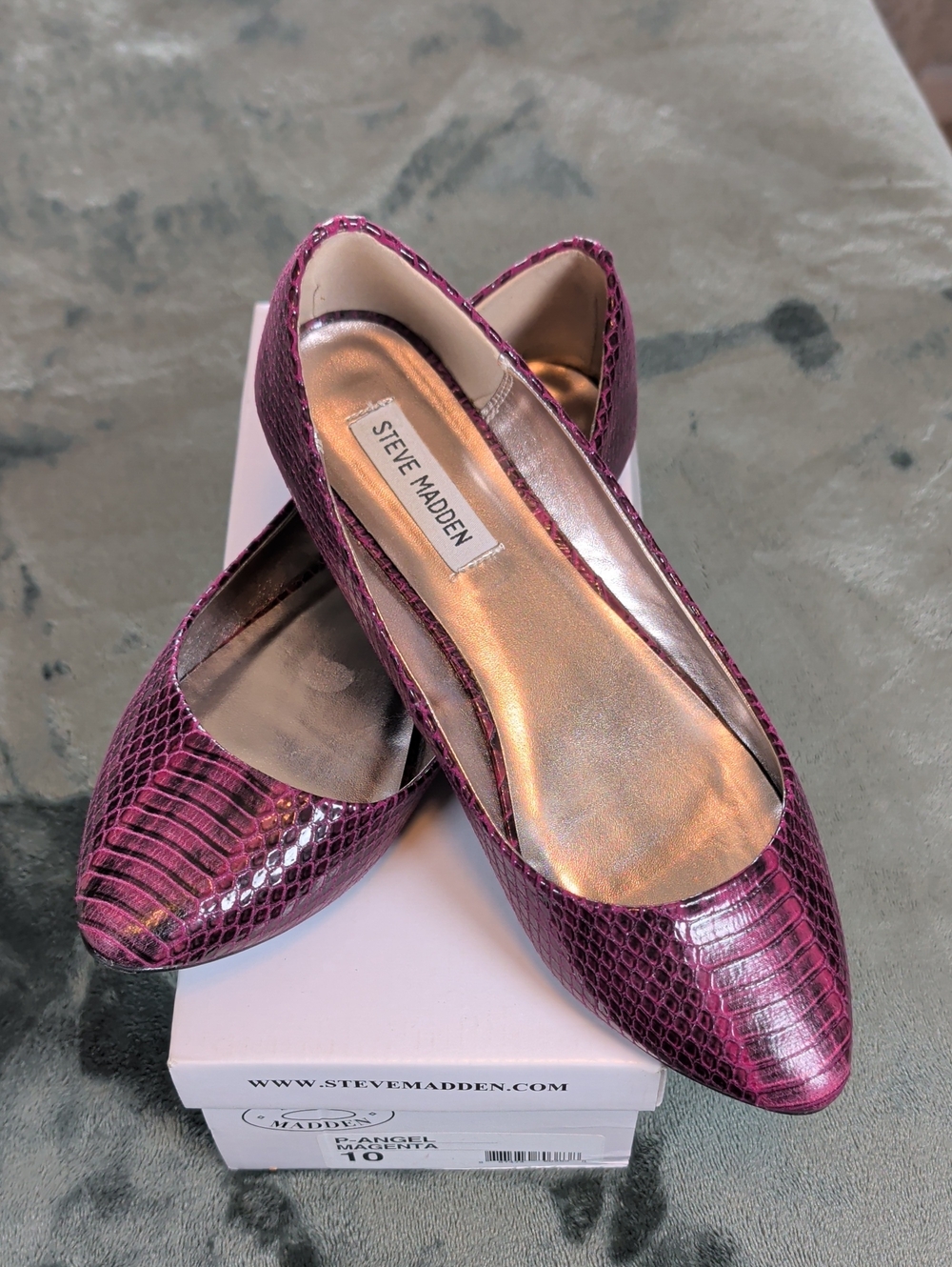 Steve Madden Magenta Snakeskin Ballet Flats